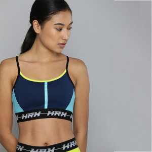 Running Women Blue Colourblock Sports Bra