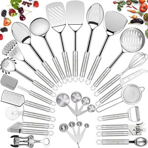 Stainless Steel Kitchen Utensil Set- 28 Pcs Cooking Utensils - Nonstick Kitchen Utensils Cookware Set