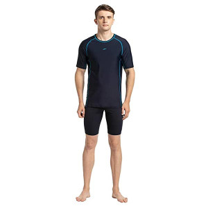 Men's Short Sleeve Sun Top (True Navy/Pool, 42)